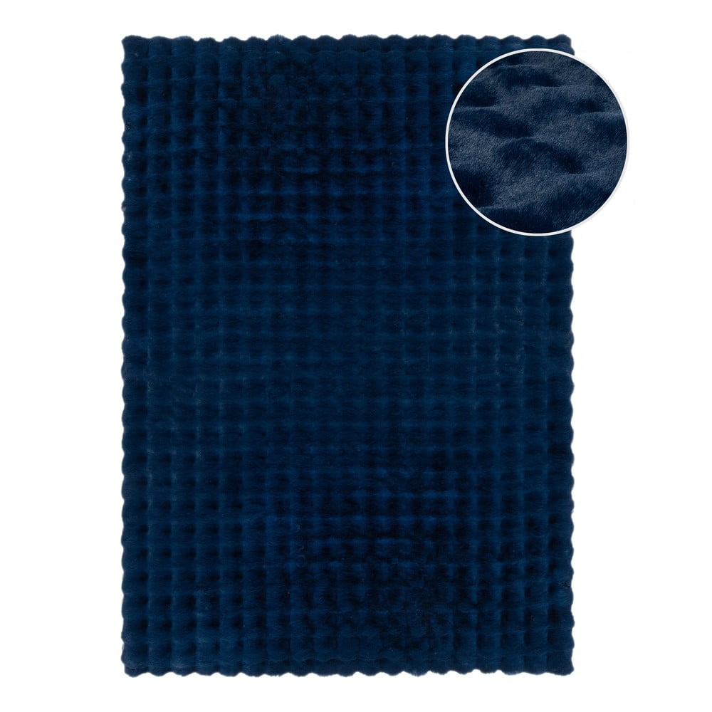 Sötétkék szintetikus szőrme szőnyeg 160x230 cm Waffle Faux Fur – Flair Rugs