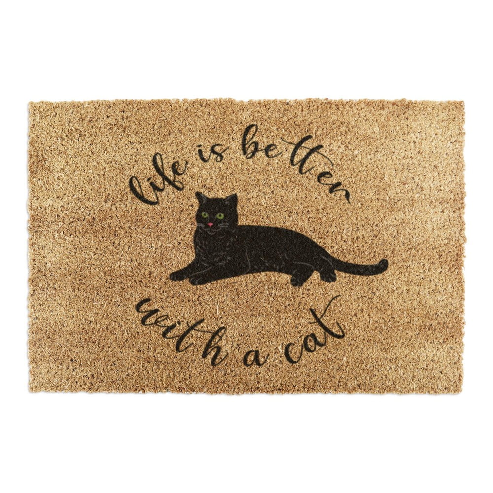 Kókuszrost lábtörlő 60x90 cm Life Is Better With a Cat – Artsy Doormats