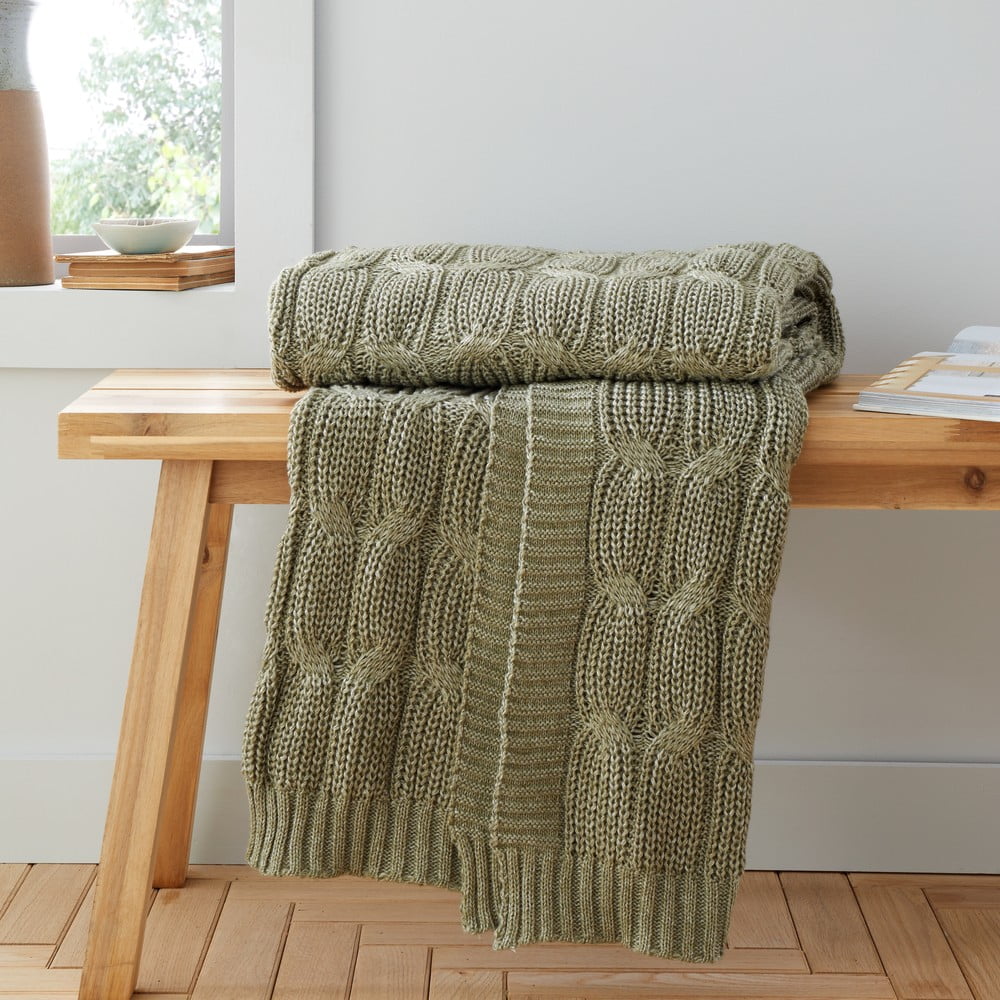 Zöld kötött takaró 130x170 cm Chunky Marl Knit – Catherine Lansfield