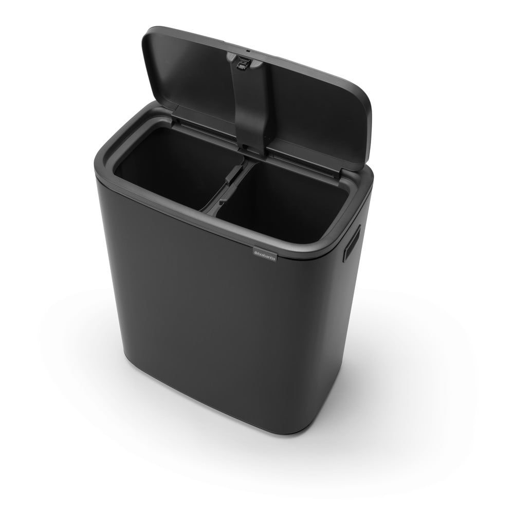 Matt fekete acél érintésre nyíló szelektív szemetes 60 l Bo Touch Bin – Brabantia