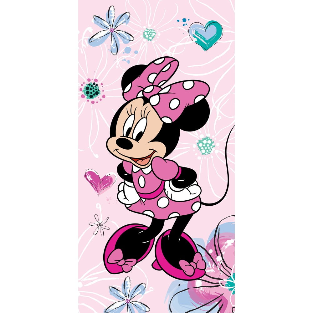 Rózsaszín pamut gyerek fürdőlepedő 70x140 cm Minnie  – Jerry Fabrics