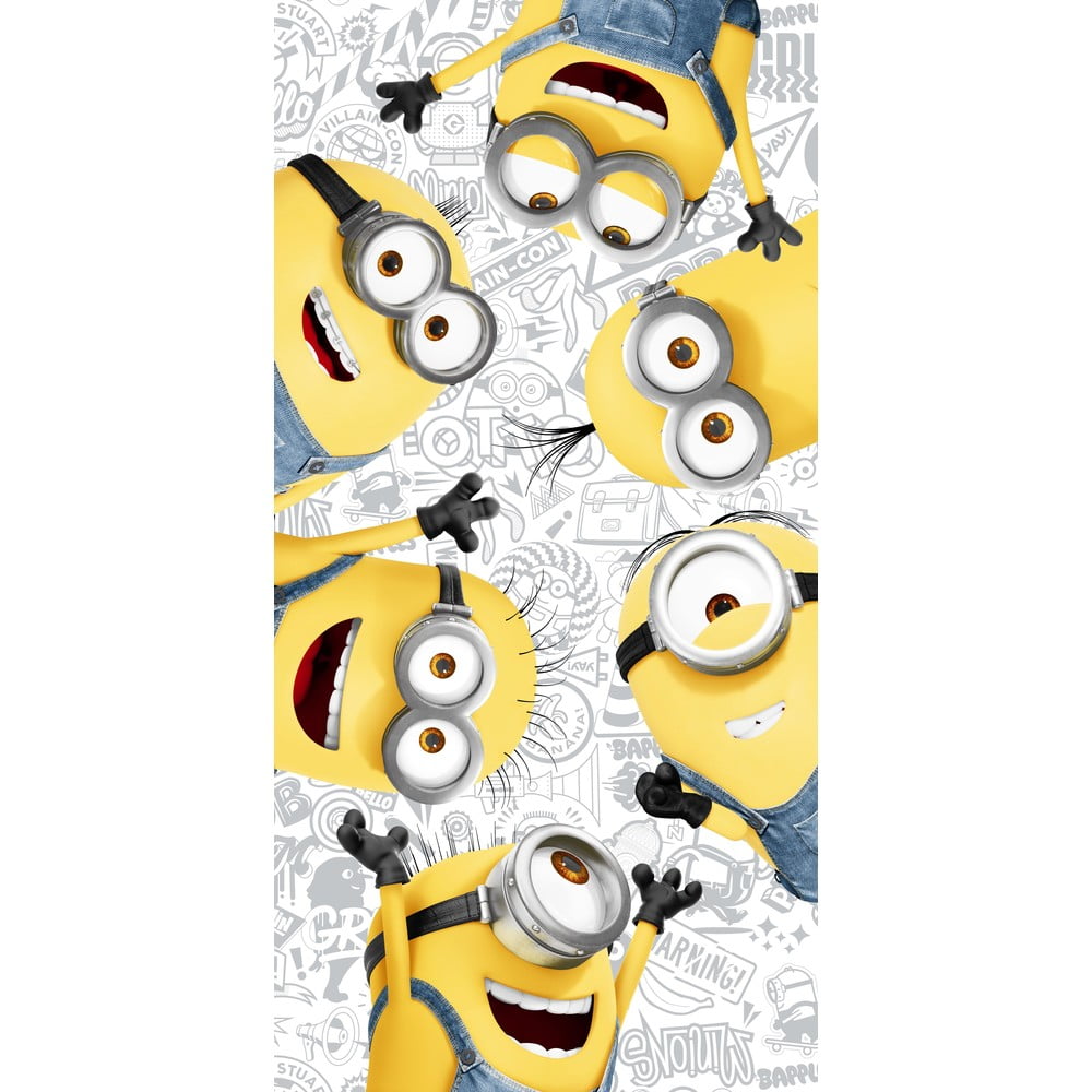 Sárga-fehér pamut gyerek fürdőlepedő 70x140 cm Minions 2 – Jerry Fabrics