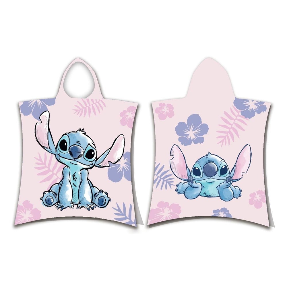 Világos rózsaszín pamut gyerek fürdőponcsó Lilo and Stitch – Jerry Fabrics