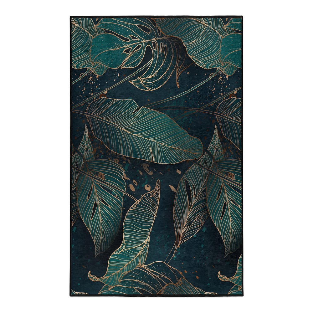 Petróleum színű mosható szőnyeg 80x150 cm Midnight Jungle – Mila Home