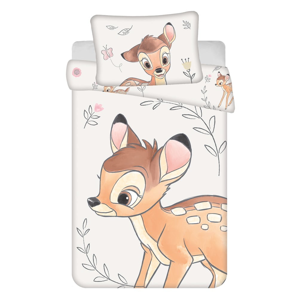 Pamut gyerek ágyneműhuzat babaágyhoz 100x135 cm  Bambi "Beige" – Jerry Fabrics