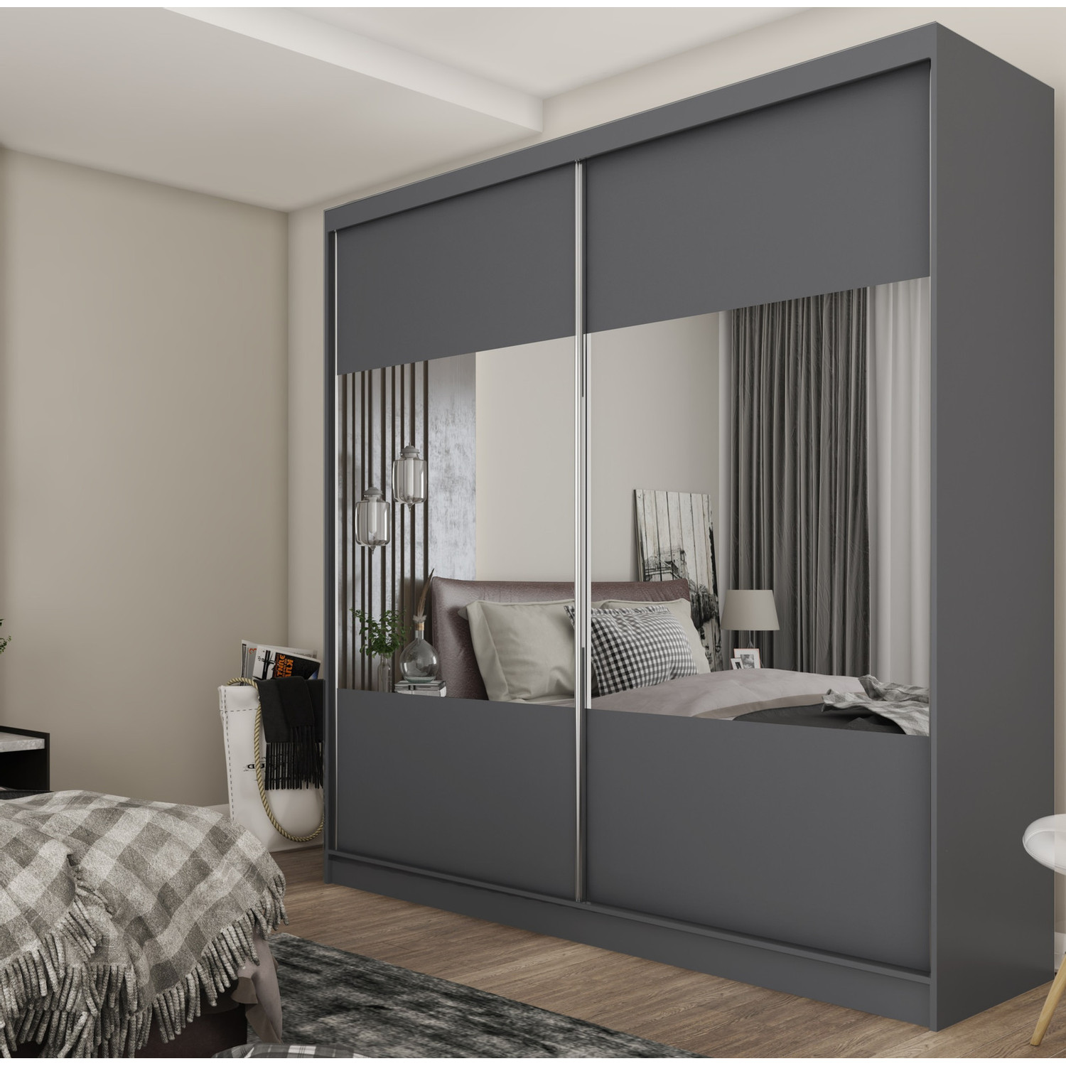 Minőségi gardrób Celeste 200 cm Szürke Furniture
